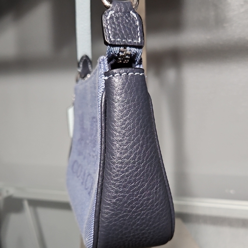 COACH NWT NOLITA 19 STAGE COACH SHAMBRAY Blue Mini with Signature Design - Picture 4 of 10